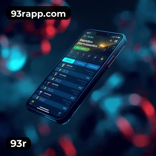 App 93r para iOS e Android — interface mobile, login biométrico e PIX integrado